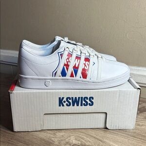 K-Swiss womens Court Vittora Sneaker, White/Blue/Red, 9.5 US New in Box